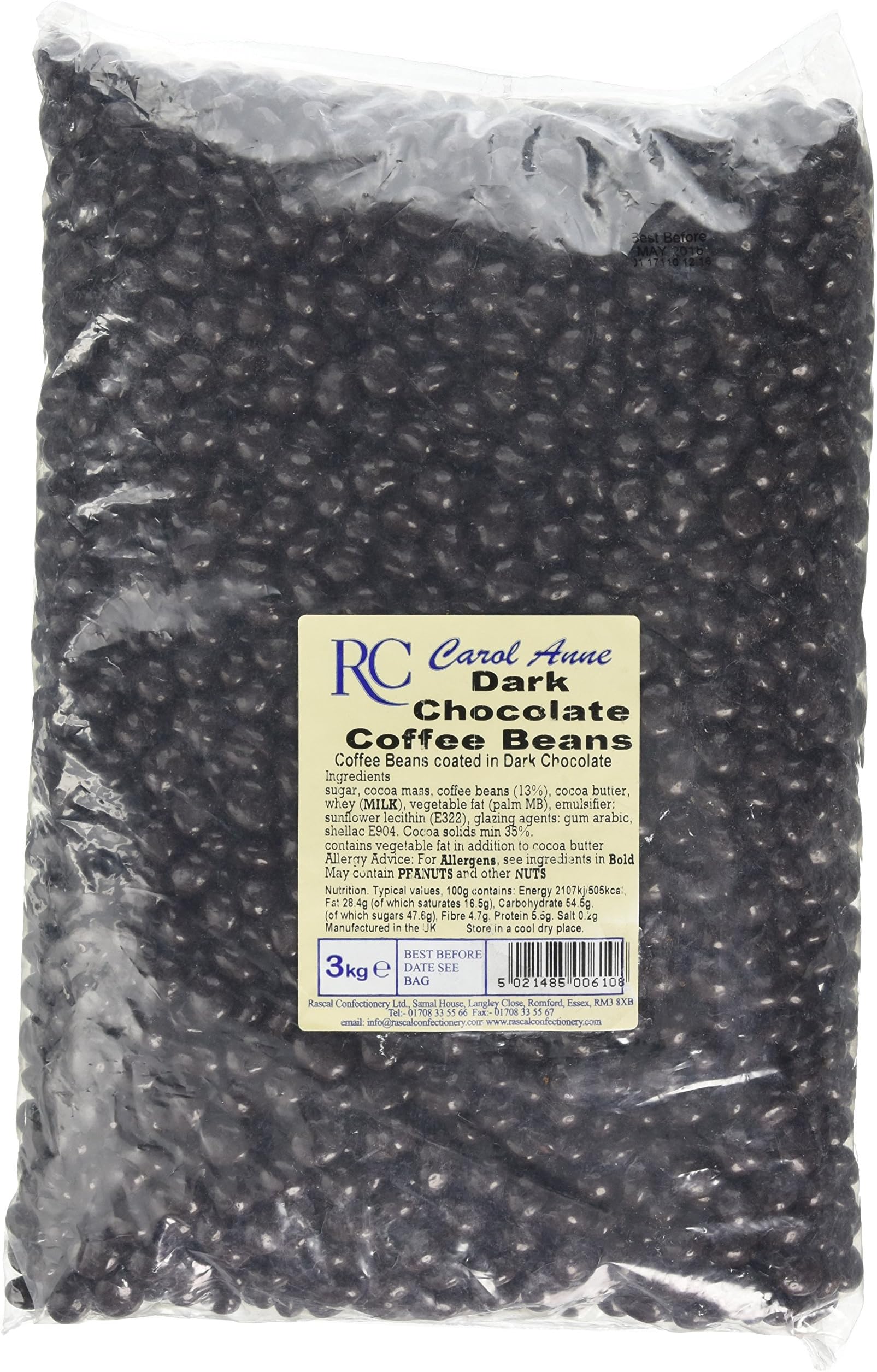 Carole Anne Plain Chocolate Covered Roasted Coffee Beans 3 Kg