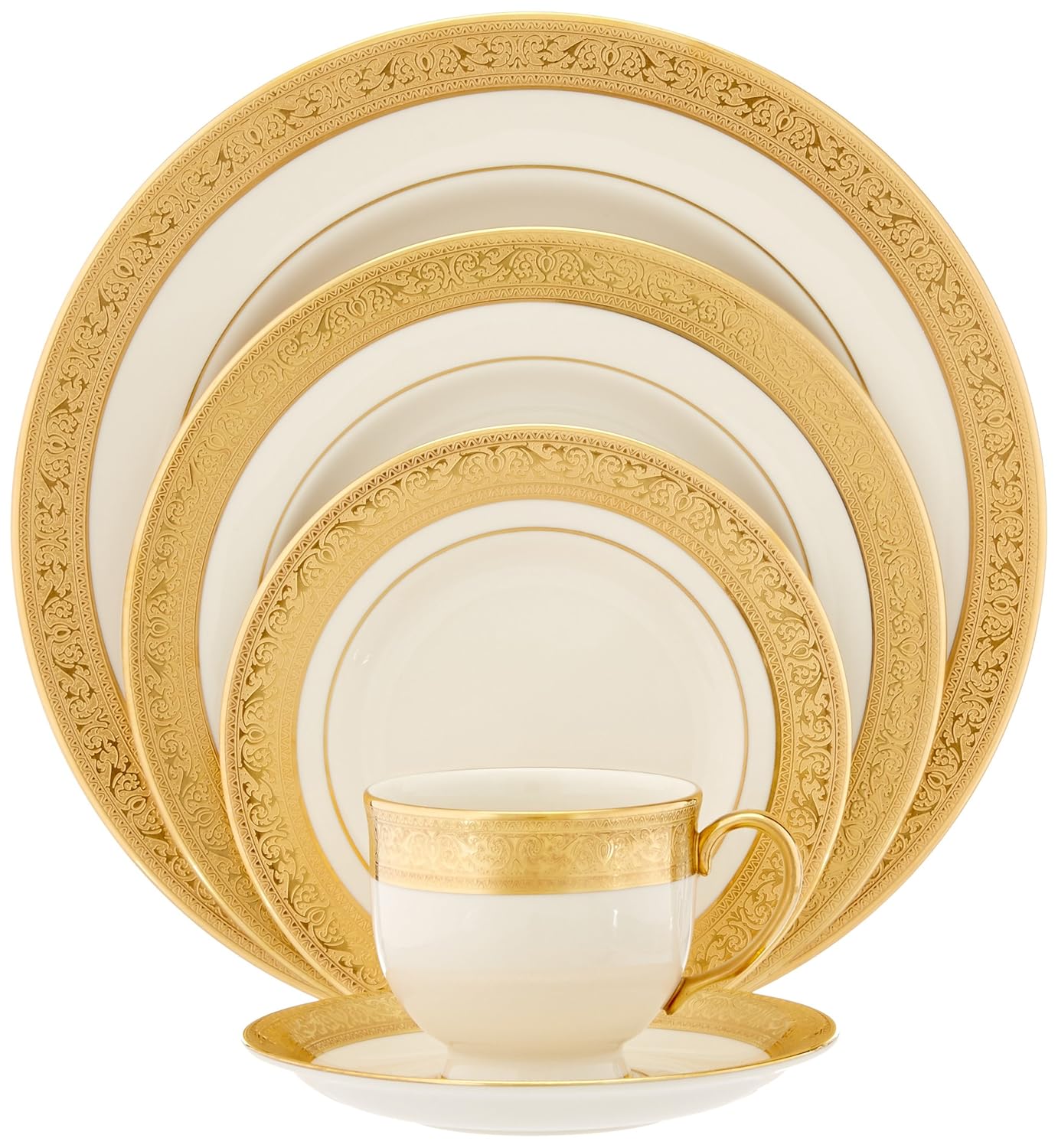 Lenox Westchester Gold-Banded 5-Piece Place Setting, Service for 1 , Ivory,gold - 110890610