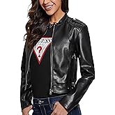 GUESS womens Montecarla Faux Leather Fitted Jacket