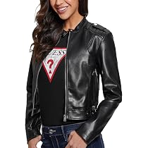GUESS Women's Montecarla Faux Leather Fitted Jacket, Medium Black ...