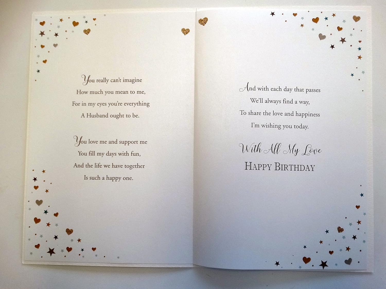 With Love To My Husband On Your Birthday Greeting Card With A lovely Verse, White, 230 x 150mm - Image 3