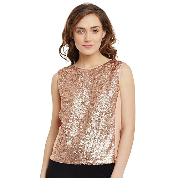 peach sequin top