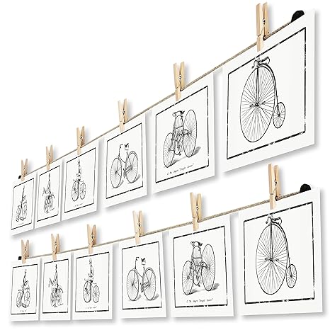 LeTOMA - Fotoseil mit Klammern 2 x 100 cm für Kreative und Schöne Dekoration - Fotoleine aus Naturhanf mit 2 x 8 rustikalen H
