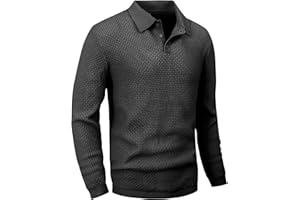 Zaitun Mens Knit Polo Sweater Long Sleeve Lightweight Collared Pullover Casual Sweaters Khaki