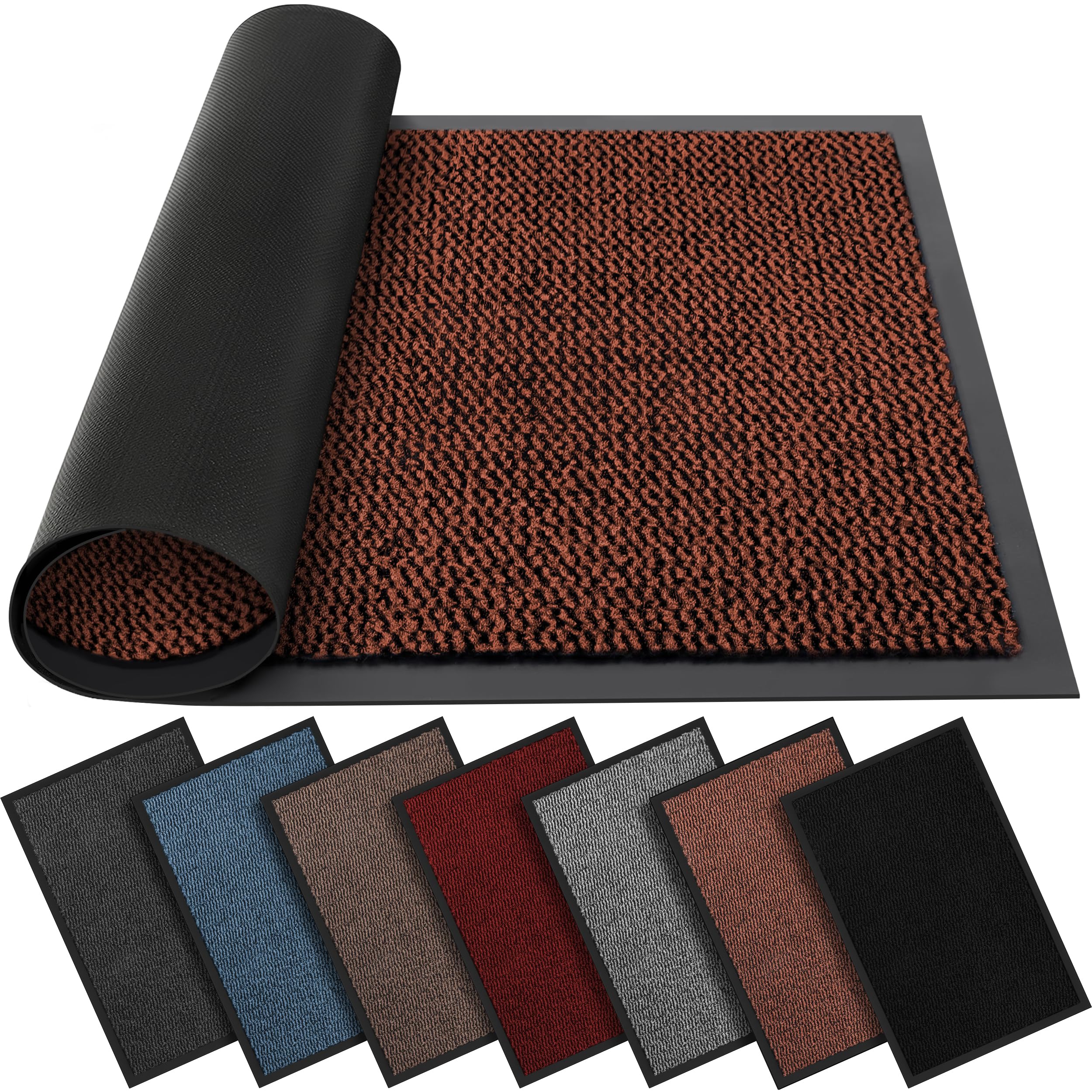 BLADO Washable Door Mats - Non-Slippery Heavy Duty Doormats - Stylish & Large Rubber Door Mat - Perfect Dust Grabbing Outdoor & Indoor Door Mat (Rust, 40cm x 60cm)