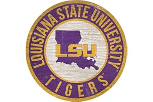 LA AUTO GEAR LSU Tigers 12" Circle with State and Team Logo Wood Sign