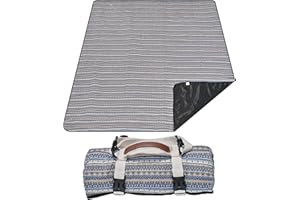 HX&OD Extra Large Outdoor Picnic Blankets for Camping on Grass, Waterproof Picnic Blanket for Beach, Portable with Adjustable Carry Strap Saves Space (Blue, 60‘’*80‘’)