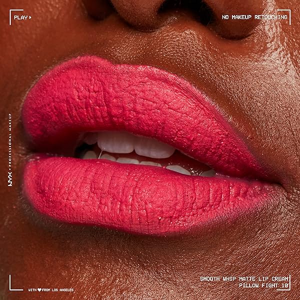 NYX PROFESSIONAL MAKEUP SMOOTH WHIP MATTE LIP CREAM, LONG LASTING, MOISTURIZING, VEGAN LIQUID LIPSTICK – PILLOW FIGHT (HOT FUSCHIA)