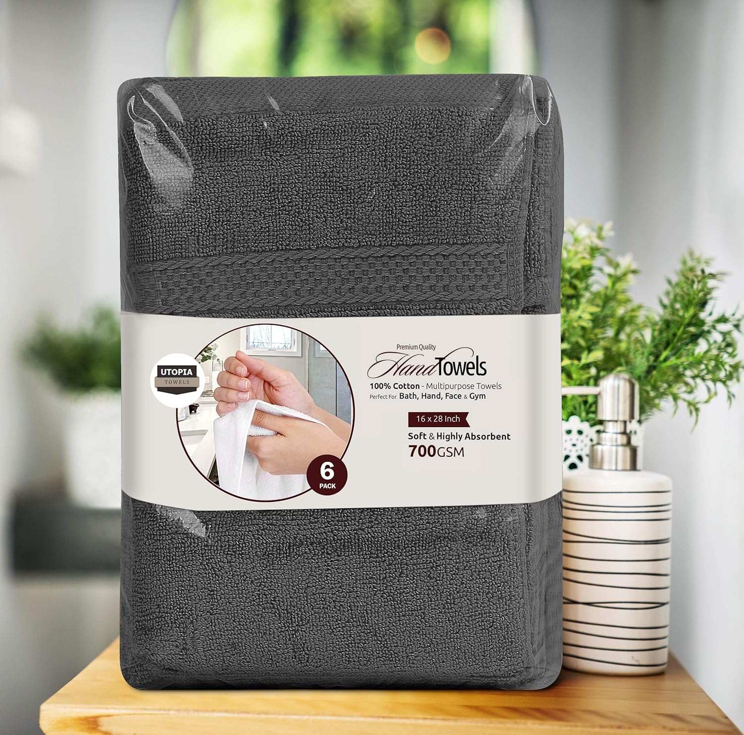 Utopia Towels Premium Grey Hand Towels - 100% Combed Ring Spun Cotton, Ultra Soft and Highly Absorbent, 700 GSM Exrta Large Thick Hand Towels 16 x 28 inches, Hotel & Spa Quality Hand Towels (6-Pack): Home & Kitchen