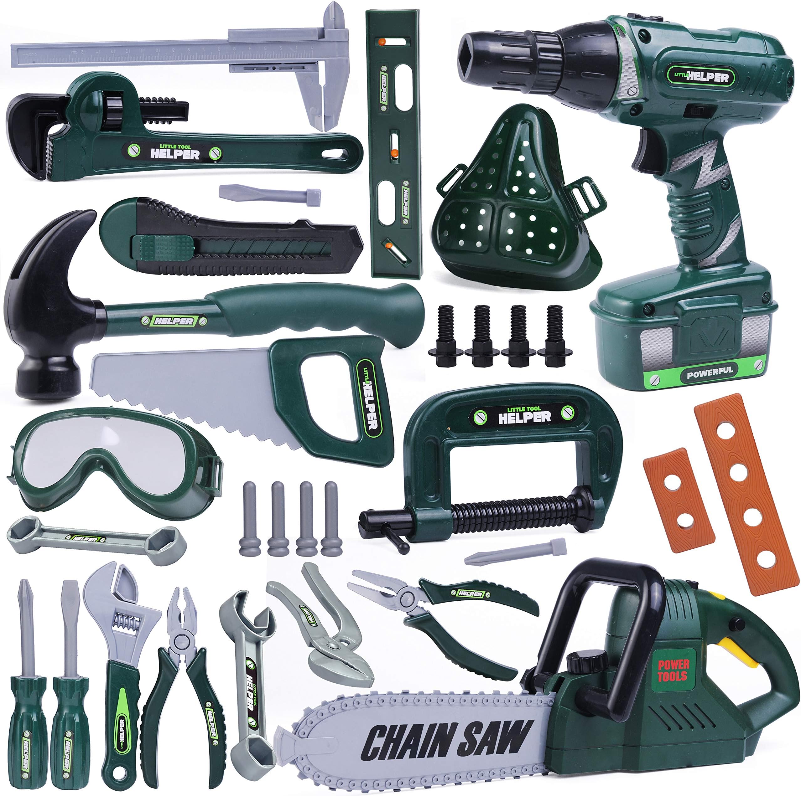 Kissdream Tool Toys Set for Toddlers Age 3-10Year Old Boy Toys-33 pcs disparate Tool Toys for Kids Includes Electric Saw,Electrichanddrill,gradienter There are Also Many Interesting Tools Toys