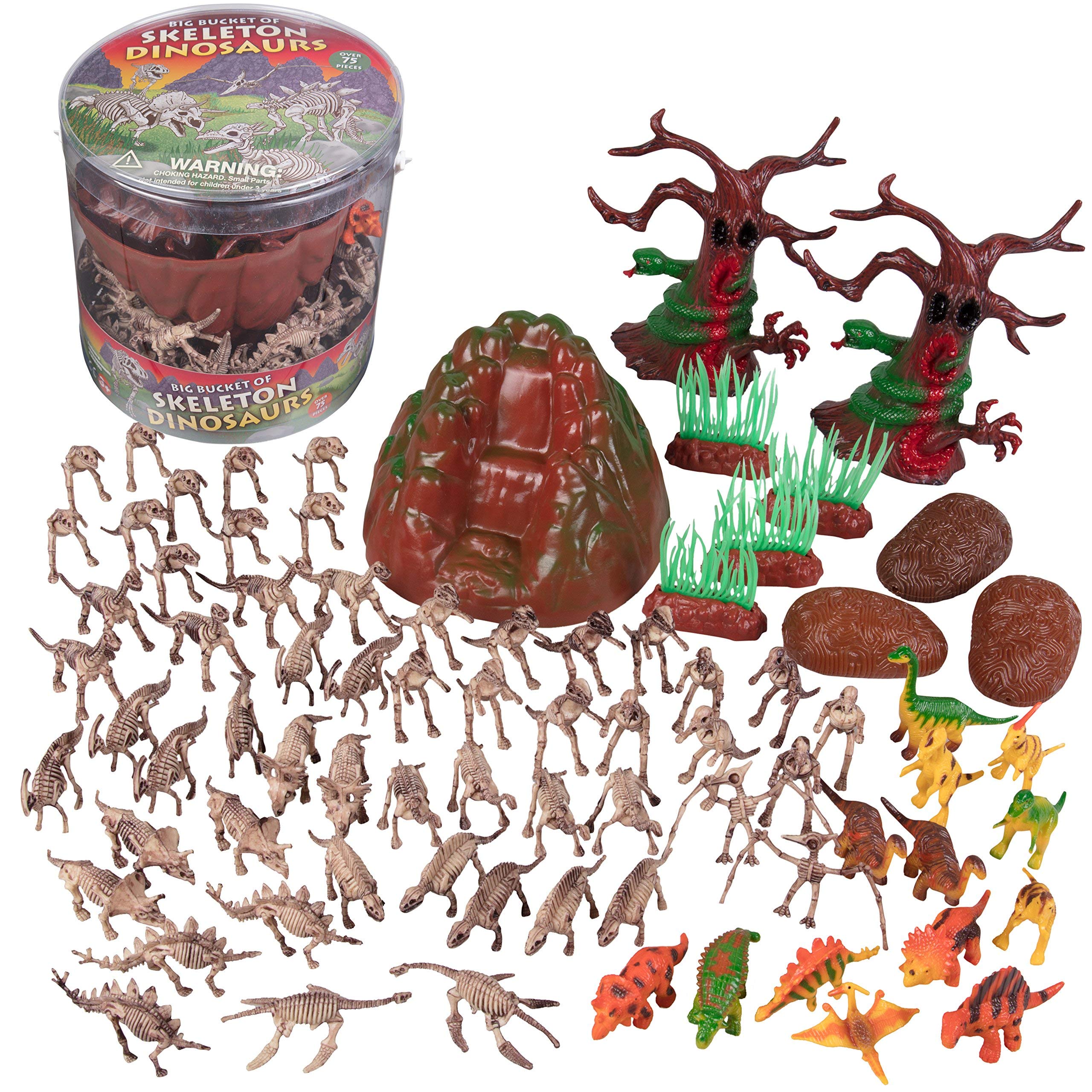 SCS Direct Skeleton Dinosaur Toys Action Figures 75 Pieces, 25 Unique