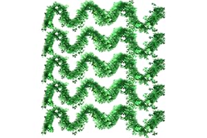 HEYIMINY 5Pcs 33 Ft St. Patricks Day Tinsel Garland Metallic Shamrock Green Garland Glitter Shiny Twist Tinsel Garland for Irish St. Patricks Day Party Tree Home Hanging Decorations