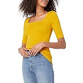 Amazon Essentials Women's Slim-Fit Half Sleeve Square Neck T-Shirt