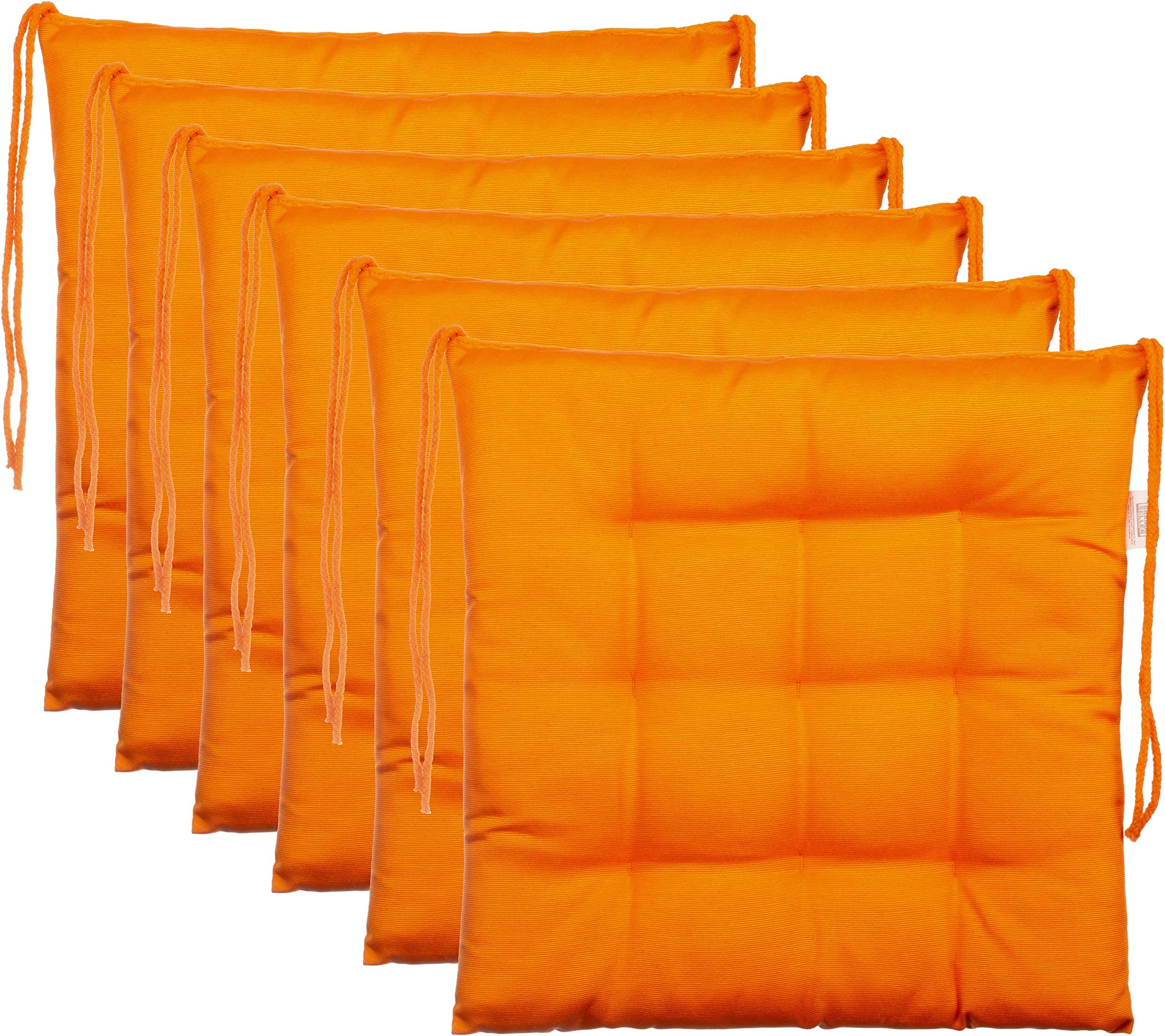 Brandsseller Decorative Chair Cushion/Garden Seat Pad Polyester 6 Package Set - Color Orange