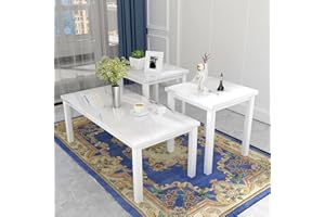 DKLGG Faux Marble Coffee Table Set of 3 Piece, Living Room Table Set Coffee Table & 2pcs End Table with Metal Frame Sofa Side Tables Perfect for Living Room Apartment Accent Furniture