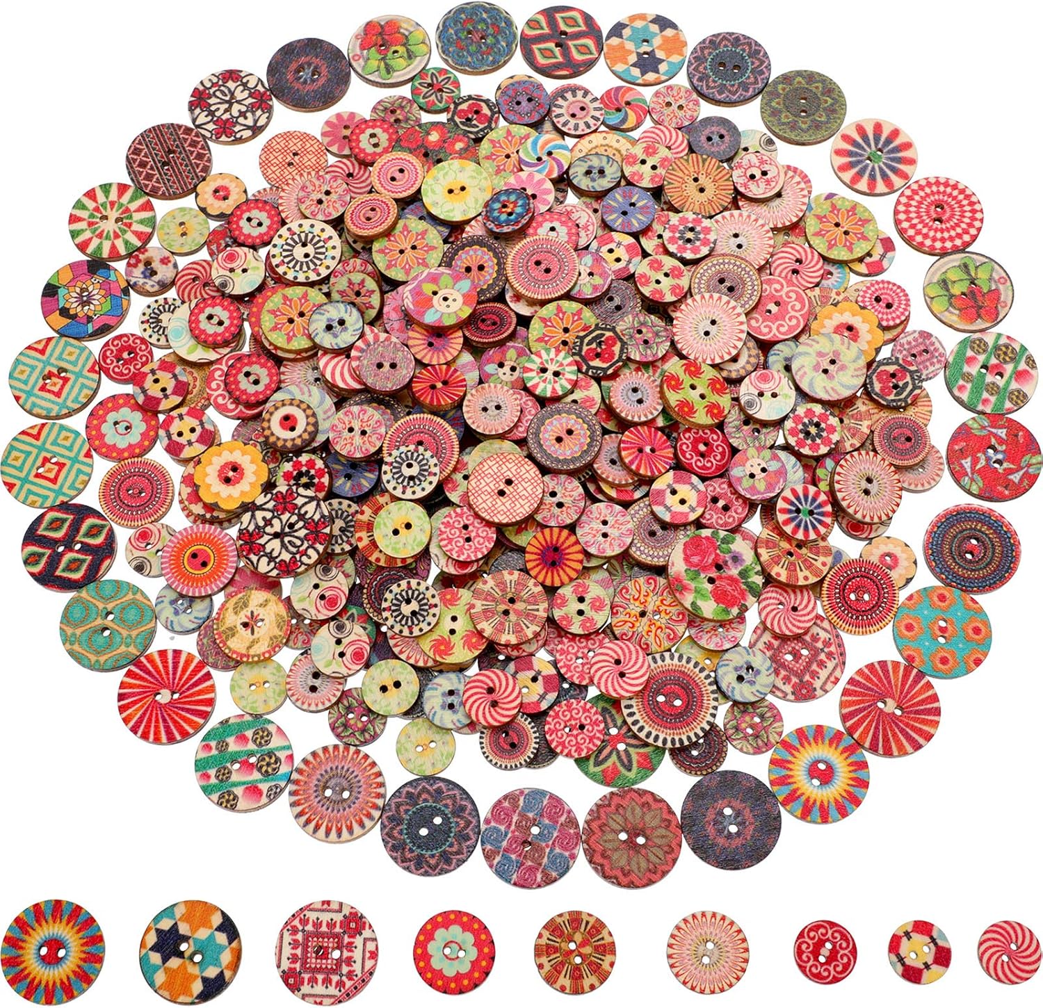 1360 HH Flowers Buttons Collection Set of 8 Flat Back Two Hole Sew Thru