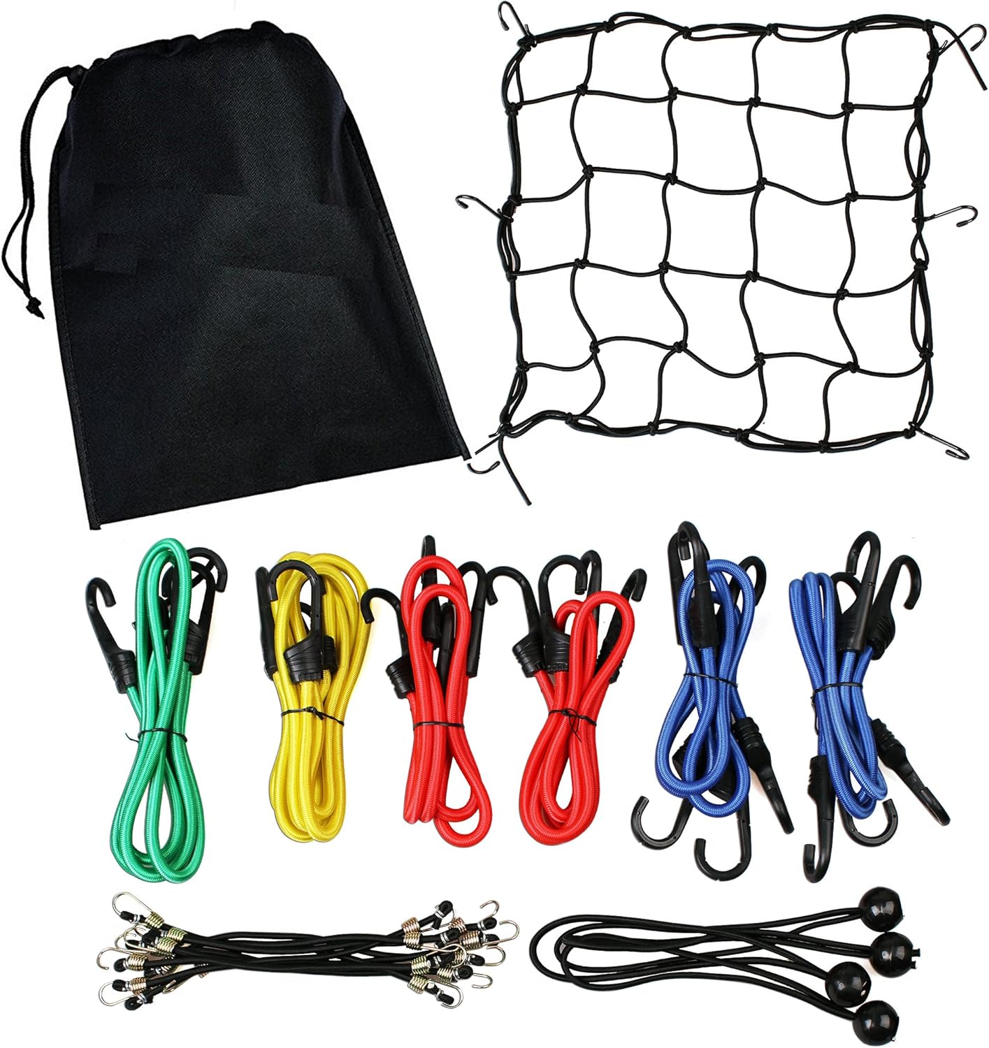Cartman Bungee Cords Assortment Jar 24 Piece in Jar - Includes 10", 18", 24", 32", 40" Bungee Cord and 8" Canopy/Tarp Ball Ties: Home Improvement