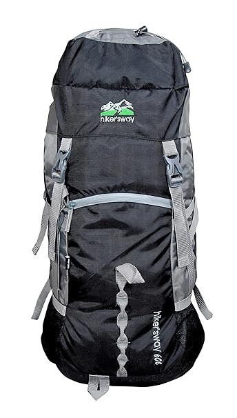 Hikers way 60 Ltrs Black Internal Frame Rucksack Backpacks Travel Bag Hiking Bag Camping Bag Trekking Bags with Waterproof Compartment (HW-6001B)