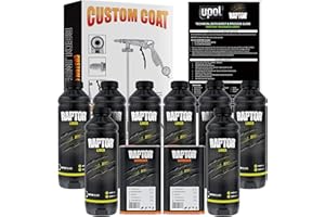CUSTOM SHOP U-Pol Raptor Black Urethane Spray-On Truck Bed Liner 8 Quart Kit and Custom Coat Spray Gun with Regulator