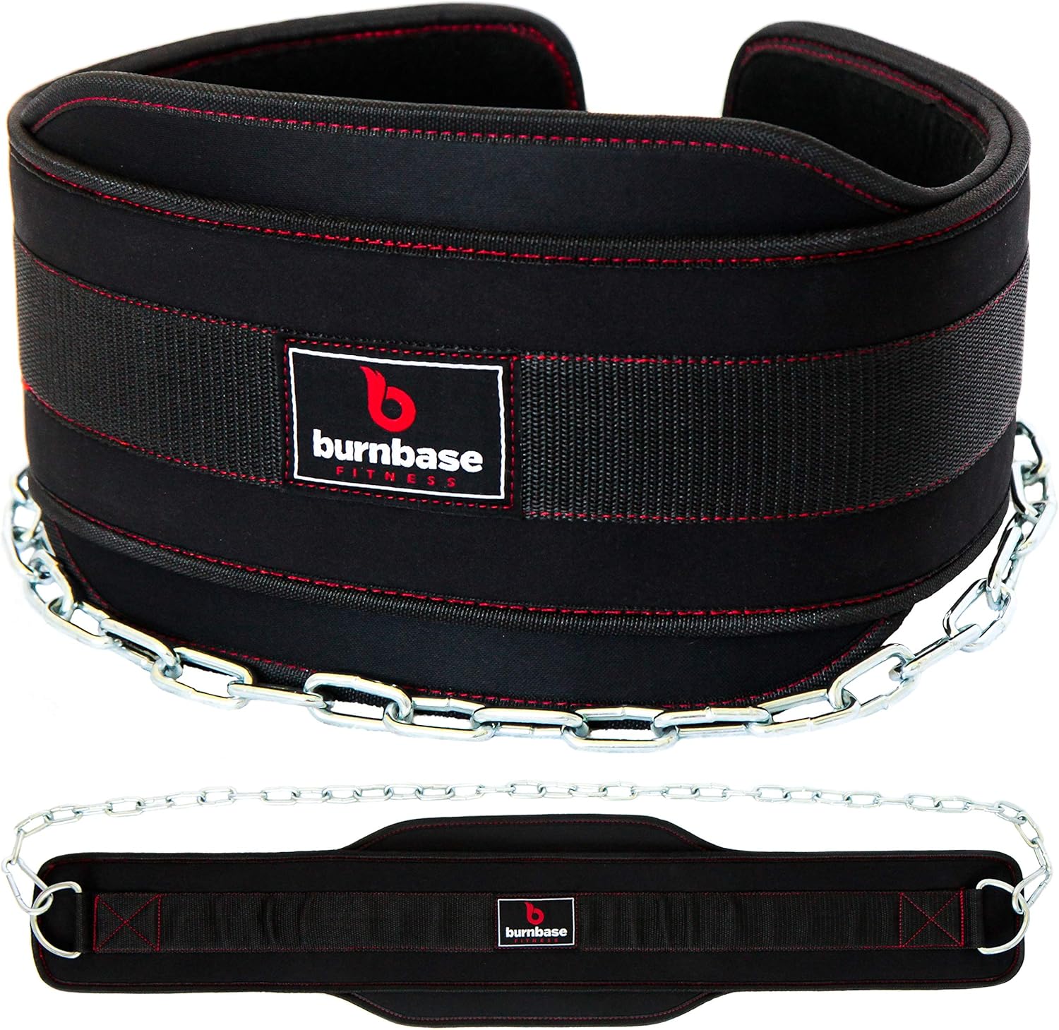 Burnbase Premium Dip Belt 36 Inch Heavy Duty Steel Chain, Strong Double Stitching, Extra Wide Comfort Fit - Boost Gains with Weighted Dips & Pull Ups for Top Weightlifting & Bodybuilding Workouts