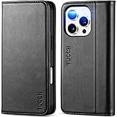 TUCCH Case Wallet for iPhone 16 Pro, 3 Card Slots PU Leather Protective Cover, RFID Blocking Kickstand Folio with Shockproof TPU Inner Shell 6.3" 5G 2024, Classic Black