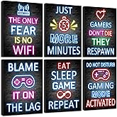 KUVIOKE Video Gamer Room Neon Decor for Teen Boys Gaming Wall Art Gamer Signs Teenage Bedroom Decor Set of 6, 8x10in (Framed)