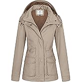 WenVen Women's Anorak Military Jacket Lightweight Casual Cotton Coat with Hood