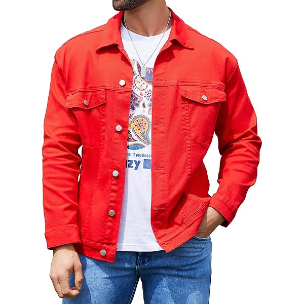 Chamarra Mezclilla Chaqueta Denim Chaqueta Mezclilla Roja Chaqueta