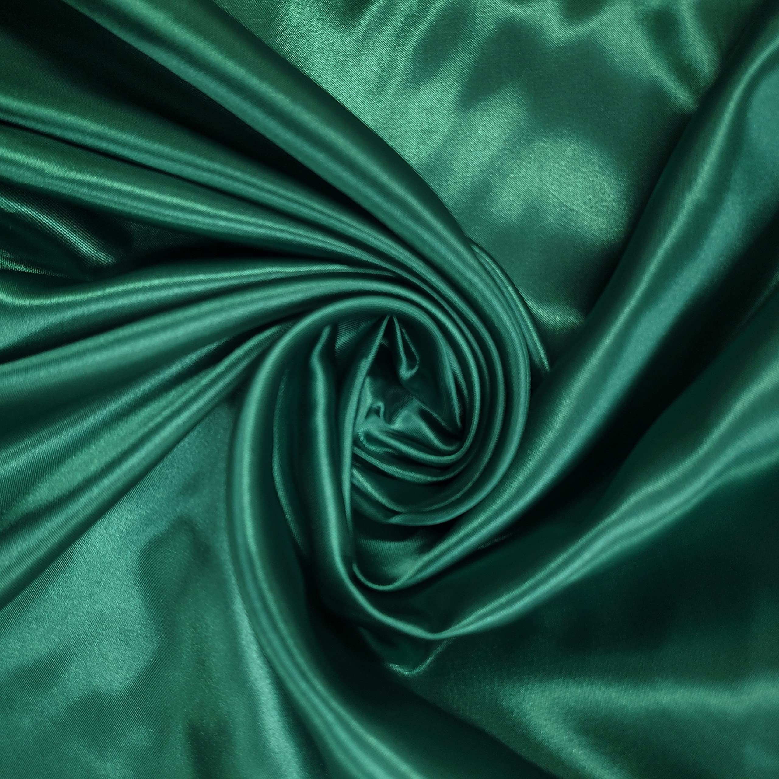 58"/150cm Wide Plain Poly Silk Satin Fabric (Available in 20+ Colours & Various Lengths) (Bottle Green, 2 Meter) — image 1