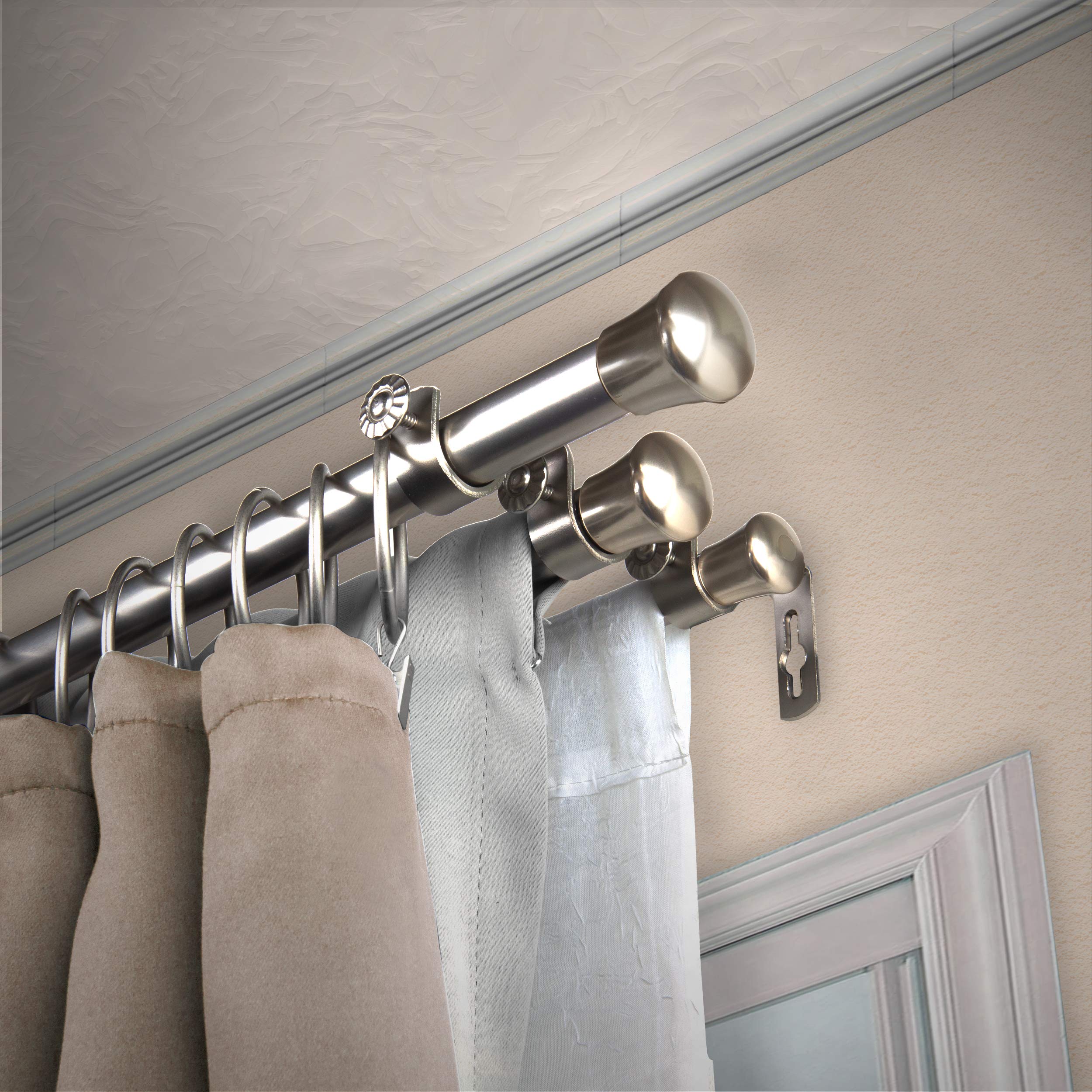 Photo 1 of 13/16" Triple Curtain Rod 48-84 inch - Satin Nickel