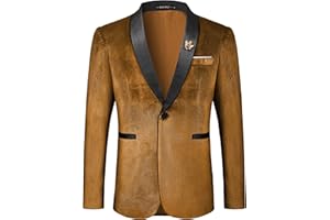 MAGE MALE Men's Velvet Slim Fit Suit Blazer Jacket Shawl Lapel One Button Dinner Prom Wedding Tuxedo
