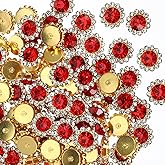 100Pcs Crystal Red Sew on Rhinestones, Flatback Metal Claw Bedazzling Gems Sew on Rhinestones for Bedazzling Gems for Clothes, Shoes, Earrings, Crafts - Crystal Glass with Metal Base, Christmas Decor