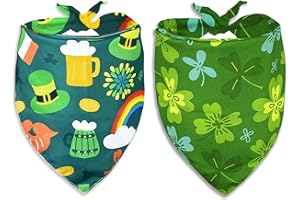 POHSHIDO St. Patrick Day Dog Bandana, Holiday Cat Bandana Irish Shamrock Scarfs for Small Medium Large Dogs Cats Pet Puppies (The Lucky One, Large)