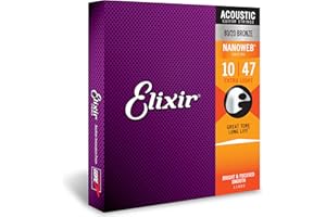 Elixir Strings 80/20 Bronze Acoustic Guitar Strings w NANOWEB Coating, Extra Light (.010-.047)