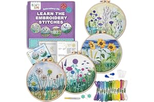 CRAFTILOO 4 Pack Embroidery Kit for Beginners Stamped Cross Stitch Kits for Beginners Needlepoint Kits for Adults Sunflower Cross Stitch Embroidery Kits Needlework Kit DIY Crafts for Woman