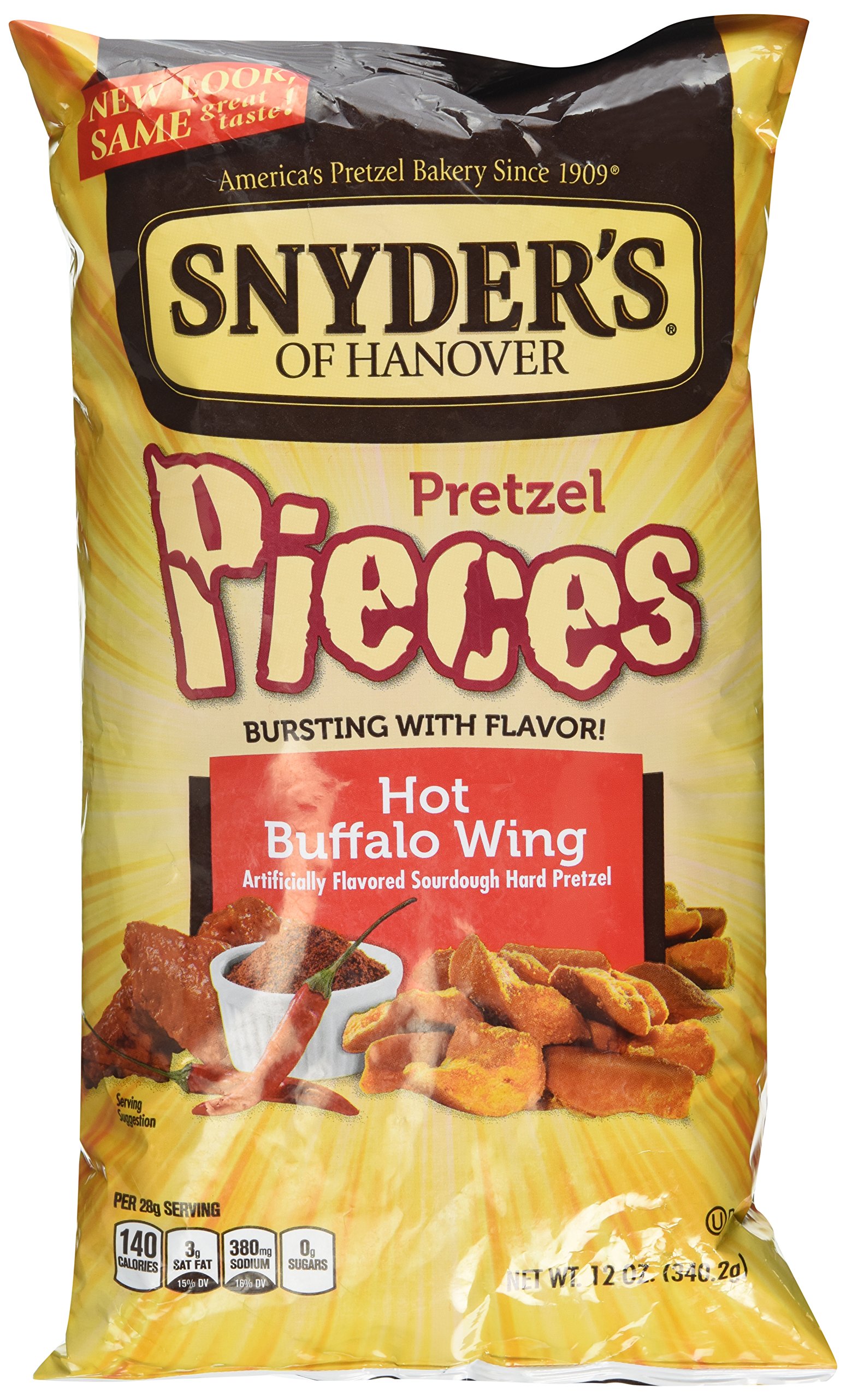 Snyder's of Hanover, Hot Buffalo Wing, Pretzel Pieces, 12oz Bag (Pack