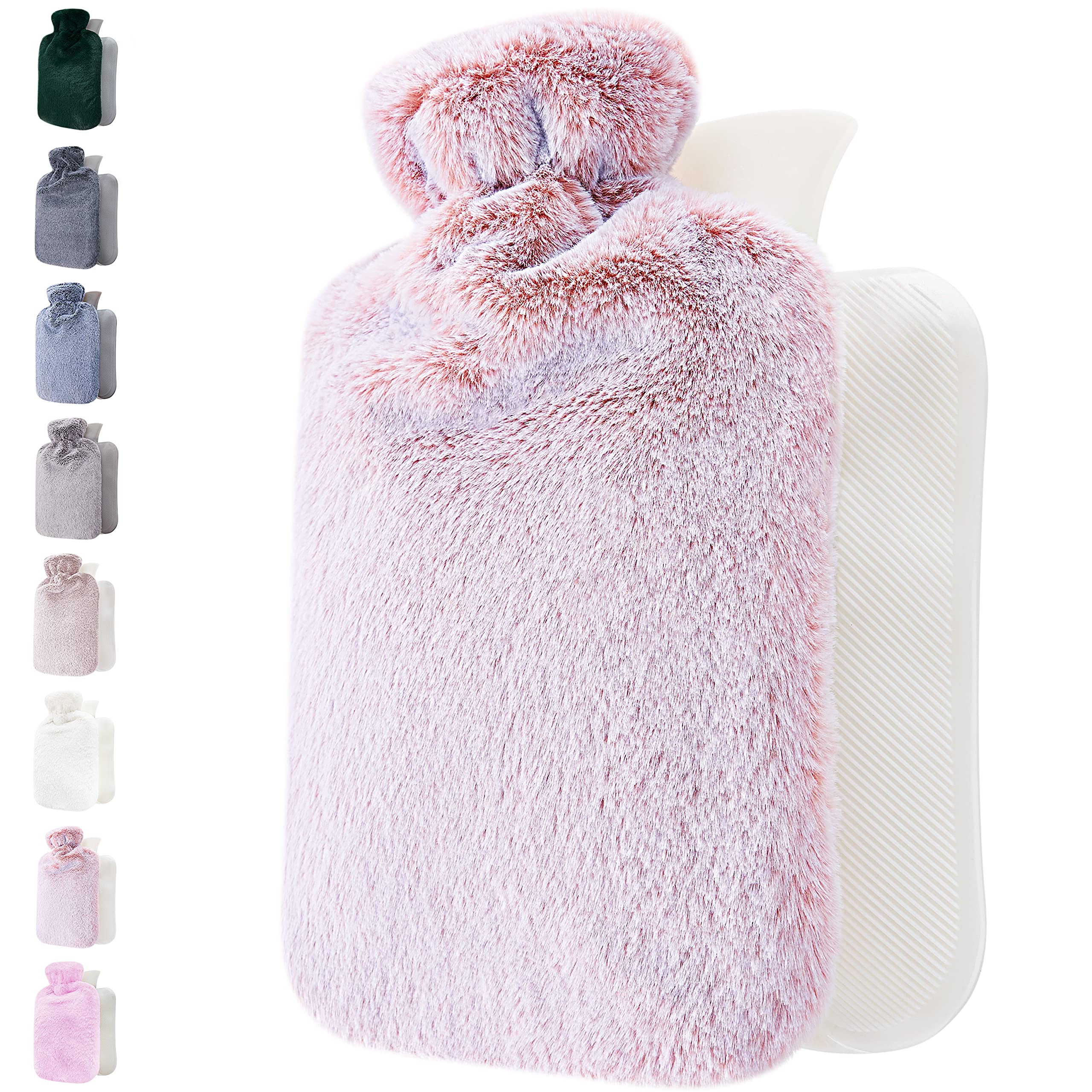 Hot Water Bottle - with Soft Premium Fleece Cover - Pink, 2L - Heating Pad for Menstrual Cramps and Period Comfort - Bed Foot Warmer - Hot & Cold Compress for Back, Stomach, Neck Pain Relief — image 1