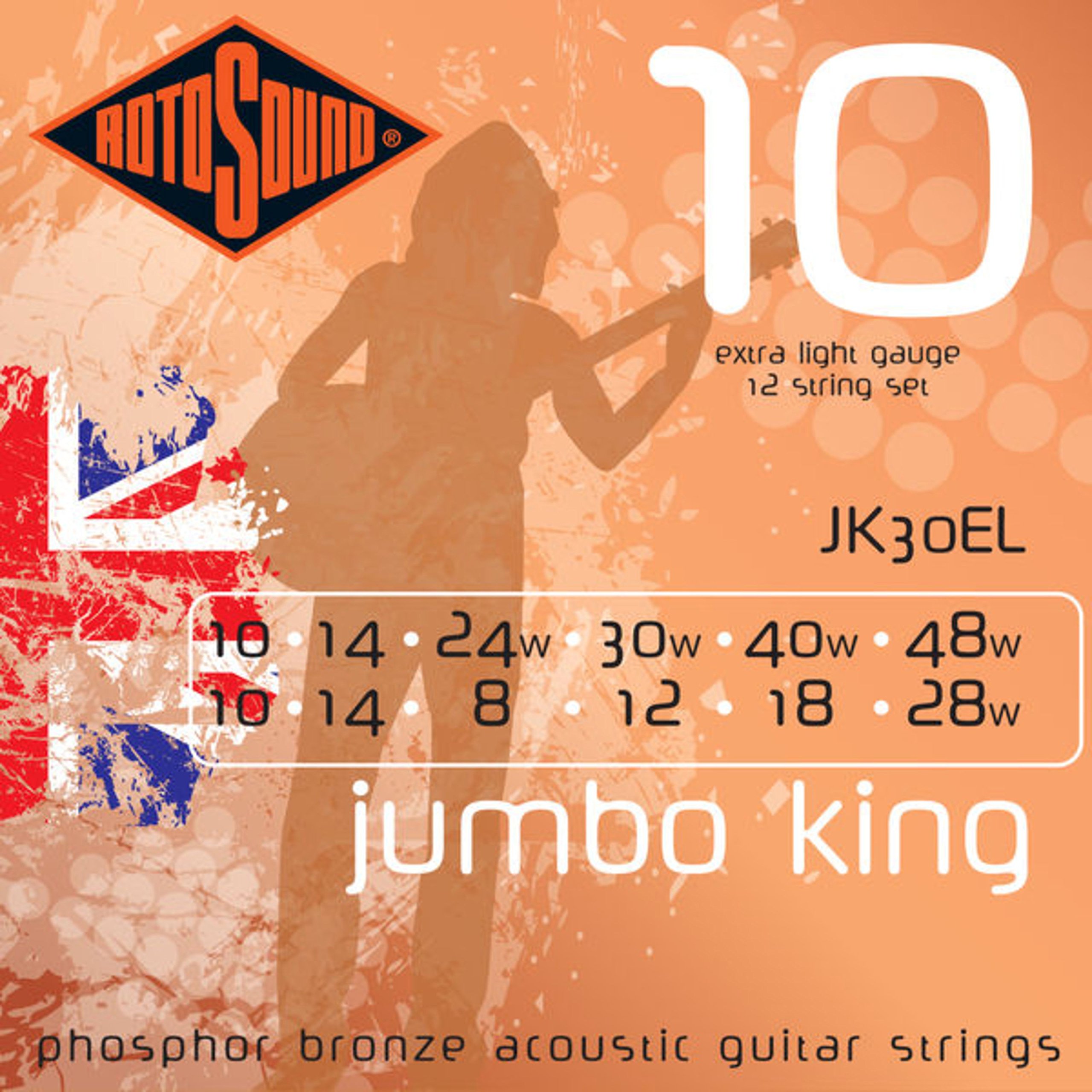 Rotosound Strings for Acoustic Guitar JUMBO KING 12-str. JK30EL Extra-Light 10-48 — image 1