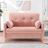 Hanherry Loveseat Couch,Small Sofa for Living Room, Comfy Chenille Fabric Love Seat for Bedroom with Throw Pillow,Removable Cushion Cover,Couches for Small Space,Apartment,Dorm