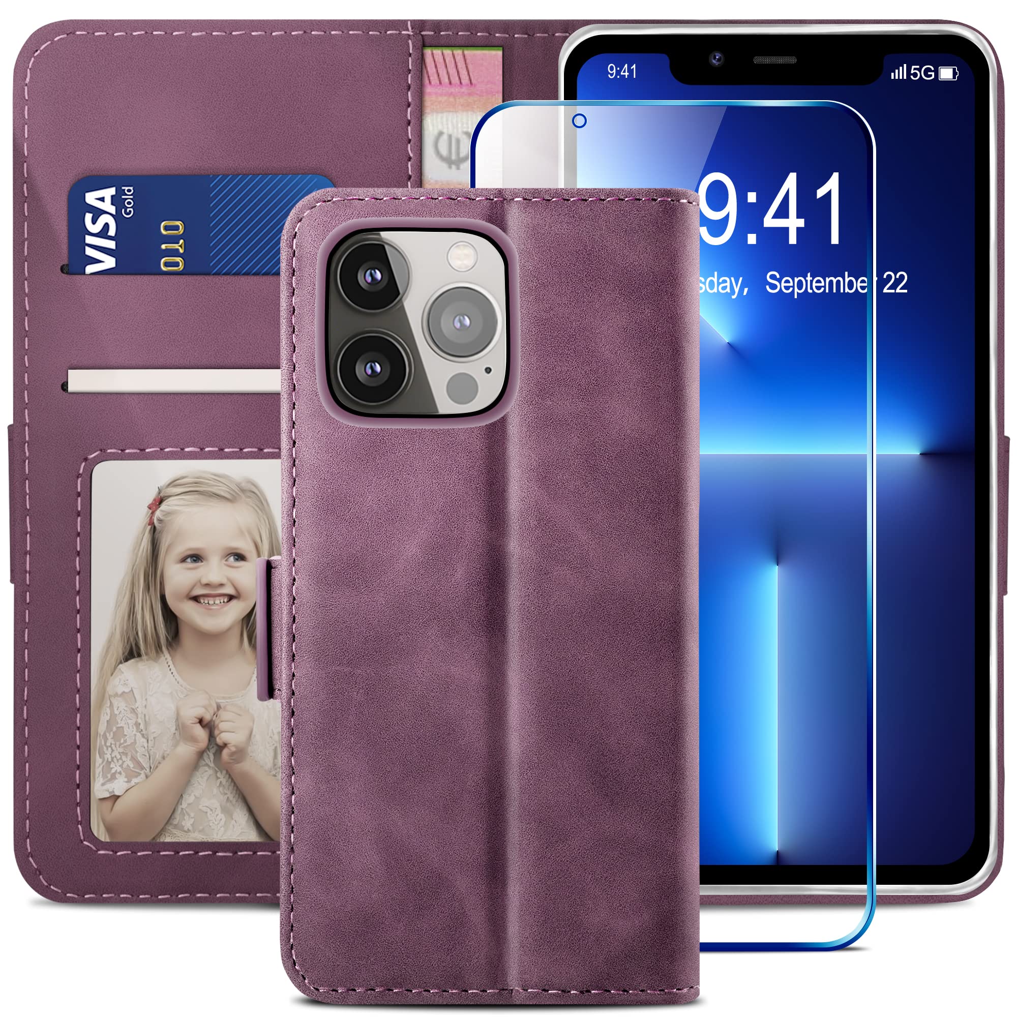 YATWIN Case Compatible for iPhone 13 Pro Wine Red — image 1