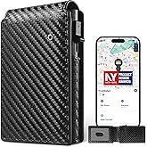 Auskang Rechargeable Mens Wallet with Tracker Works for Find My App (iOS Only), Smart Wallet for Mens Gifts, RFID Blocking, Replacement for AirTag Wallet, with Money Clip, Not for Android, Black