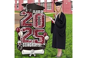 Vivantia 2025 Extra Large 47.2 Inch Graduation Yard Sign Congrats Grad Lawn Yard Decor Class of 2025 DIY Name Yard Sign with Metal Stakes for College High School Grad Outdoor Party Supplies, Maroon