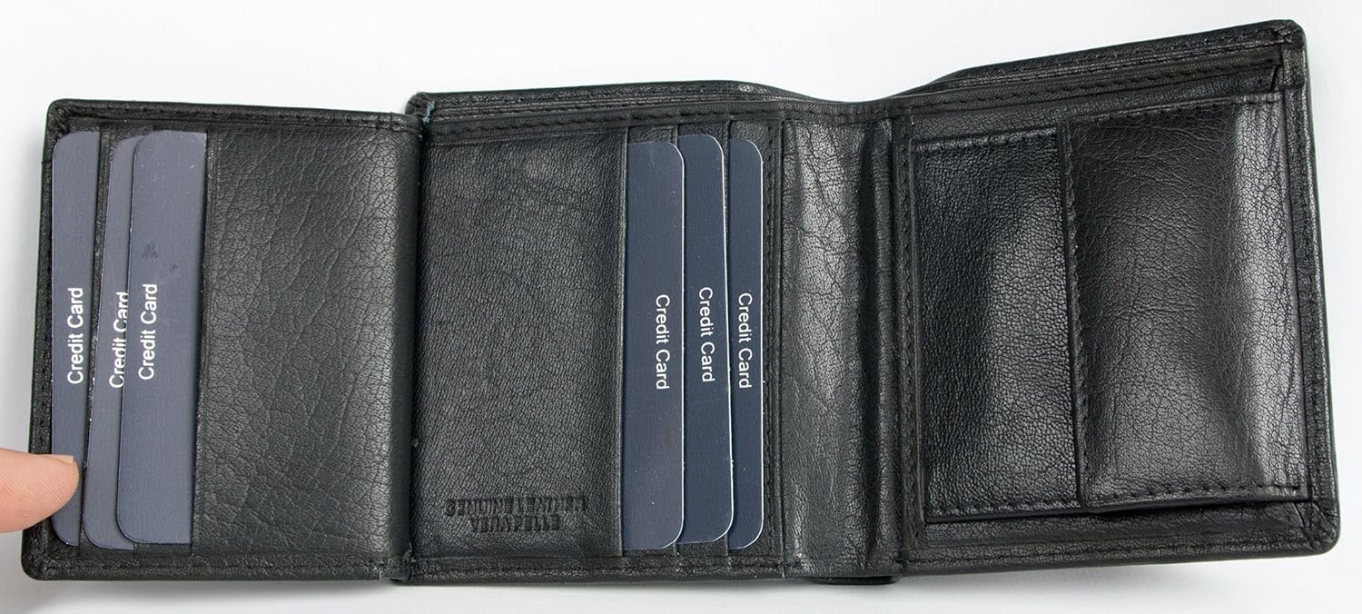 Kristy.X Men's Small Pocket Sized Genuine Leather Wallet, Black - Image 4