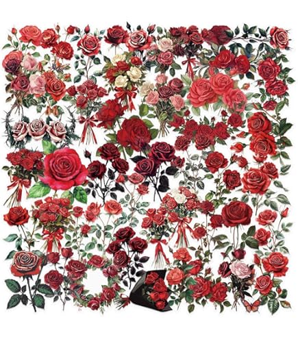 Amazon.com: 40pcs Vintage Rose Stickers - Aesthetic Floral