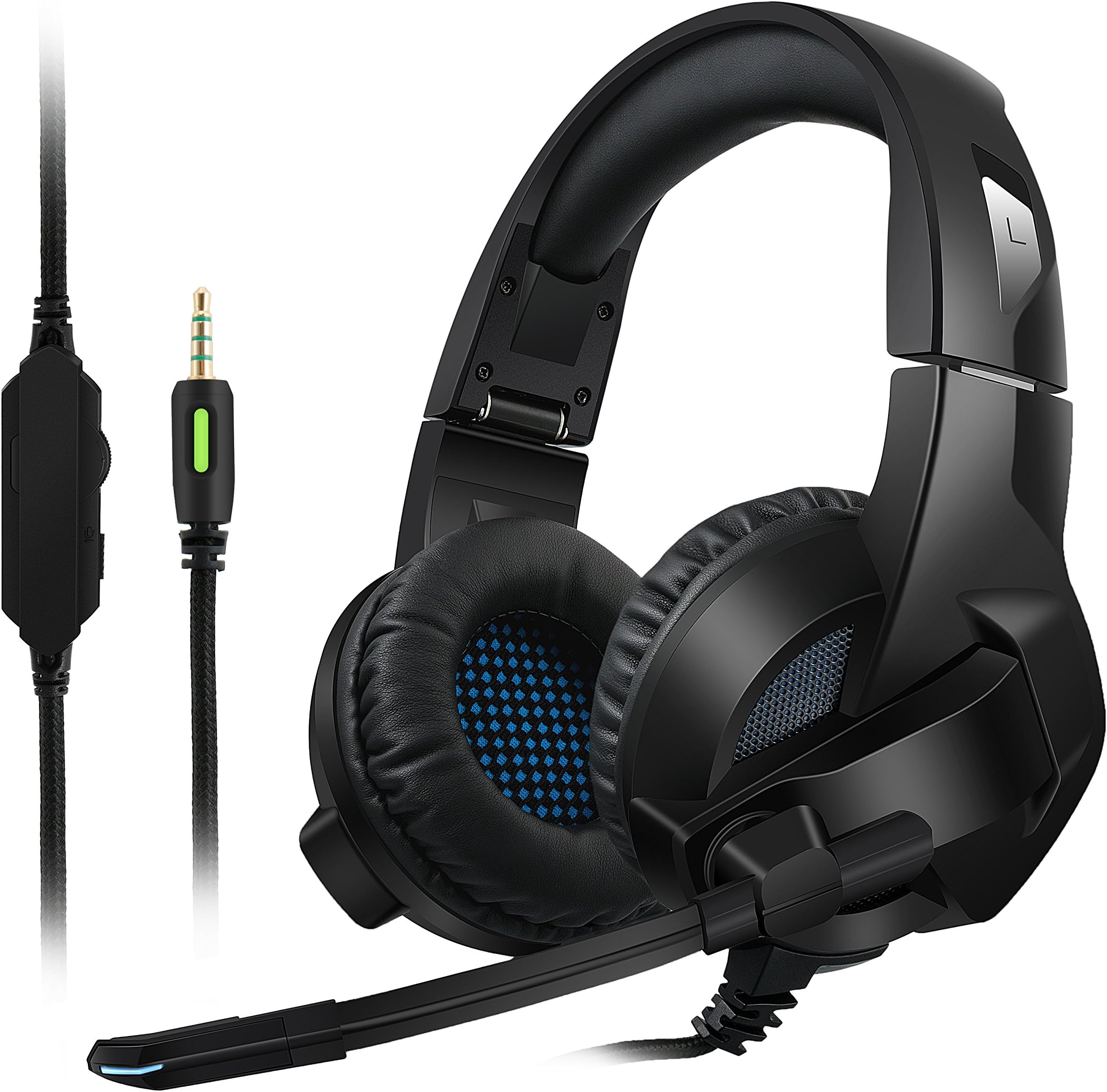 Cocopa Gaming Headset for PS4, PC, Xbox One Controller, Noise Cancelling Over Ear Headphones with Mic, Bass Surround, Soft Memory Earmuffs for Laptop Mac Switch Games (Black)