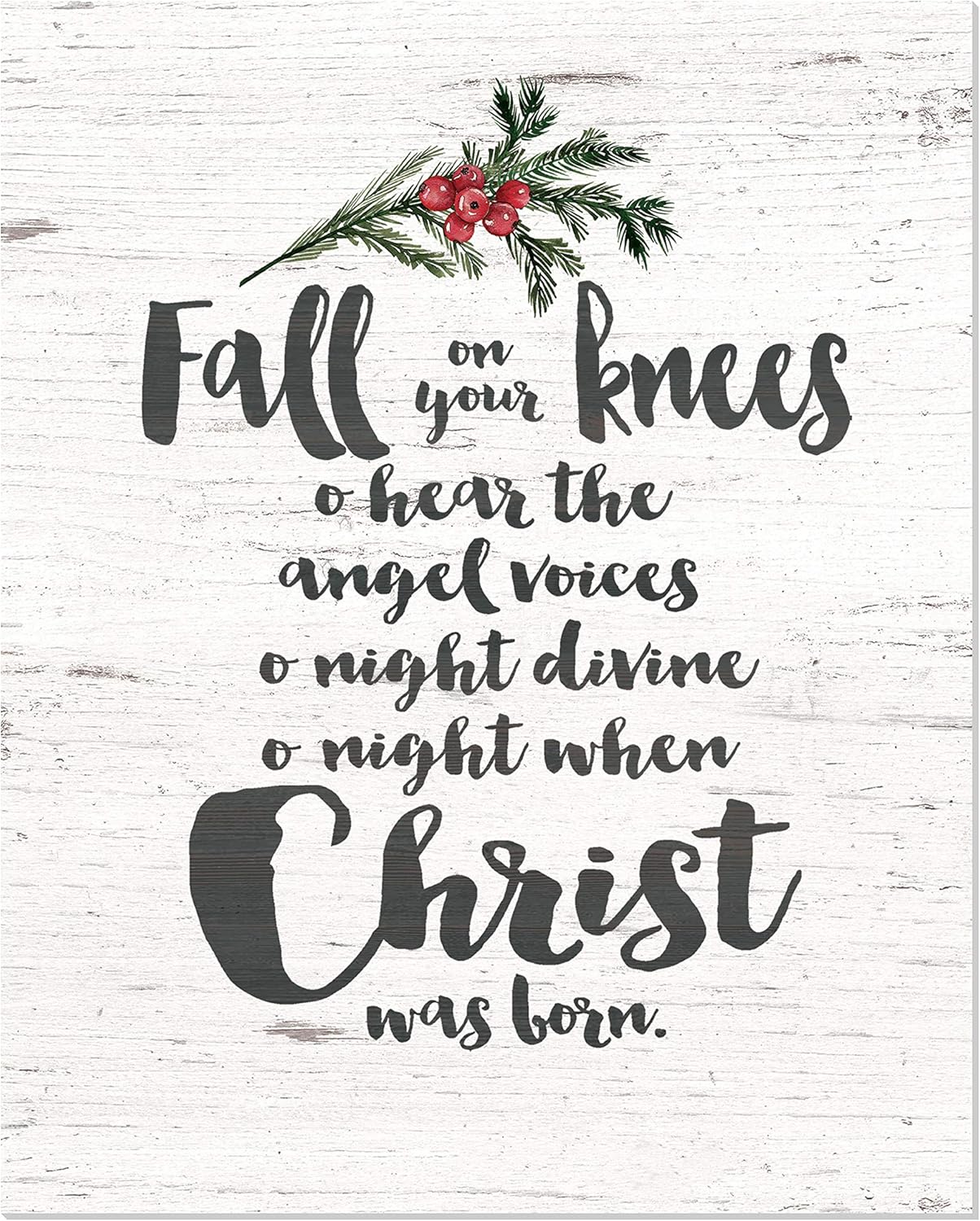 Amazon Com Fall On Your Knees O Holy Night Rustic Wood Wall Sign 12x15 Home Kitchen