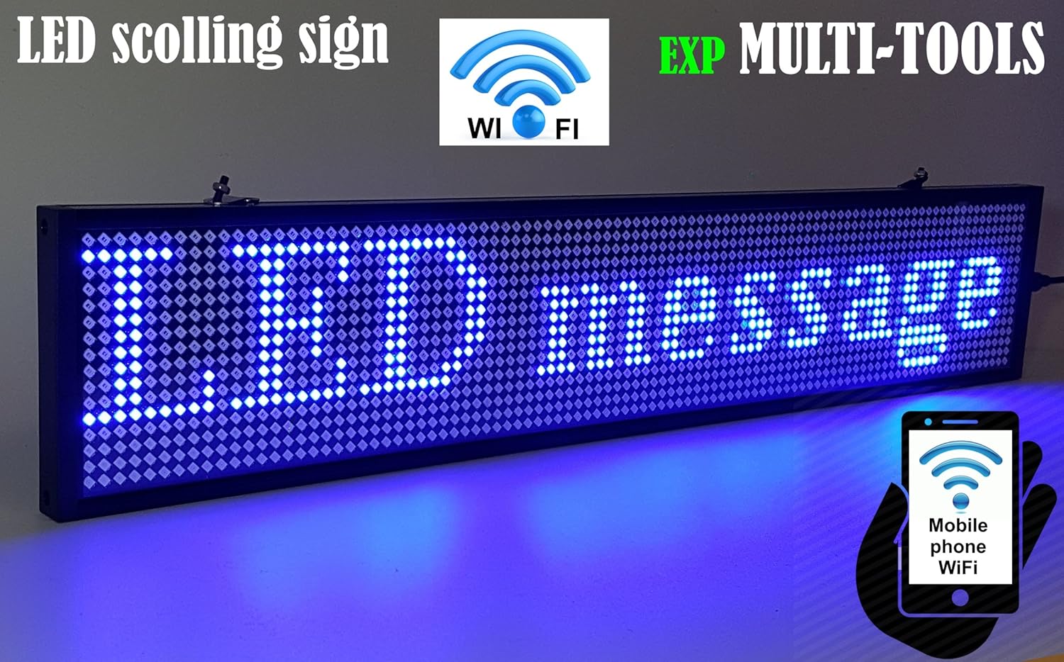 LED Display Blue Color with WiFi Connection, LED Scrolling Message Sign,  Bright and in New Light auminum housing: Amazon.ca: Office Products