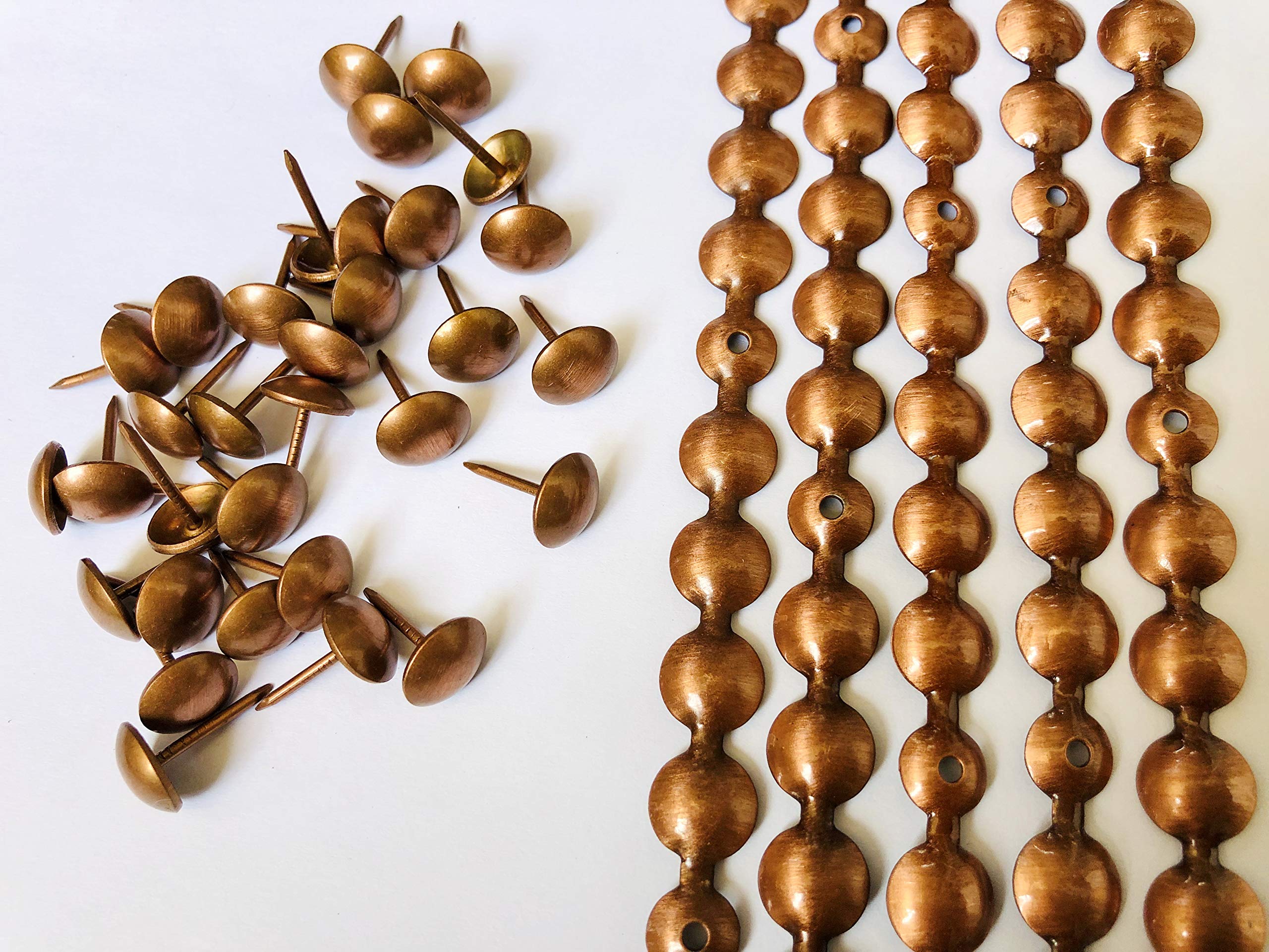 decotacks® Upholstery Nails/Tacks, Trim, 10 Pcs of 1.1 Yards Long Strips, can Cover 11 Yards (Antique Copper (French Natural), 3/8in(9.5MM)) DX0595AC-S1M — image 1