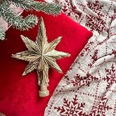 Elegant Christmas Star Tree Topper - Unique Champagne Gold Stars - Handmade Tree Top - Tinsel Decorations - Holiday Decor - Xmas Gift Christmas Ornaments - Toppers for Christmas Tree (10″)