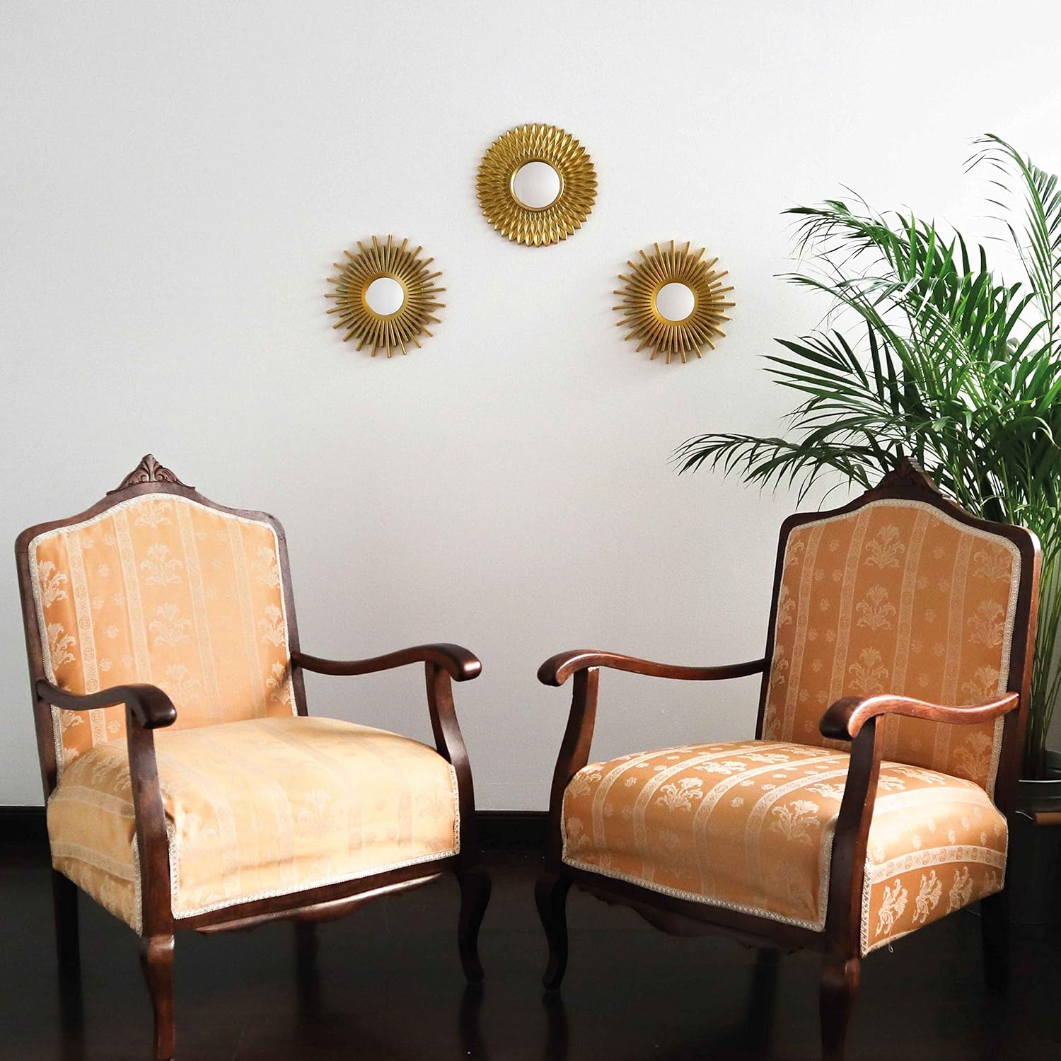 Gold Mirrors for Wall Pack of 3 - BONNYCO | Wall Mirrors for Room Decor & Home Decor | Gold Round Mirrors for Wall Decor | Circle Mirrors Modern Wall Decor Gifts for Women & Moms | Decorative Mirrors: Kitchen & Dining